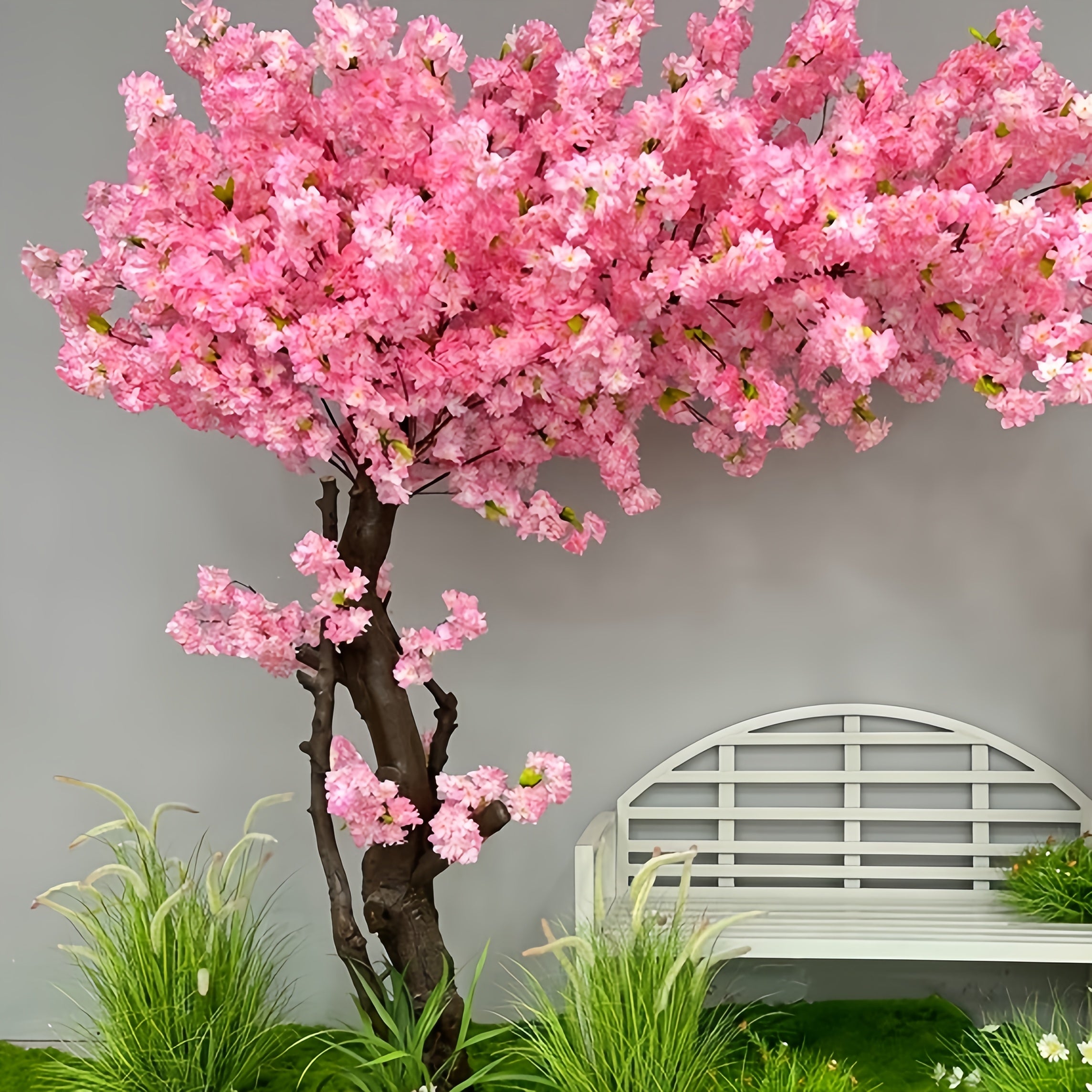 20 Bundles Artificial Peach Red Cherry Blossom Flowers for Wedding Decor Outdoor Gardens Courtyards Hotels