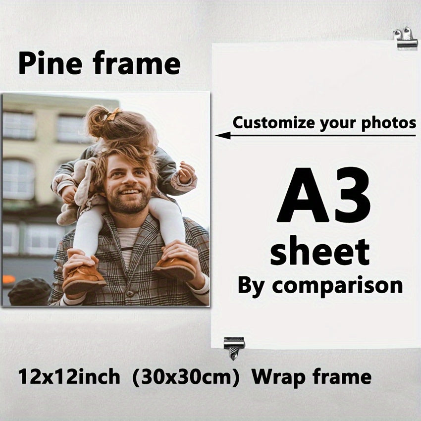 Personalized Family Photo Canvas Print Framed Wall Art for Living Room Bedroom Office