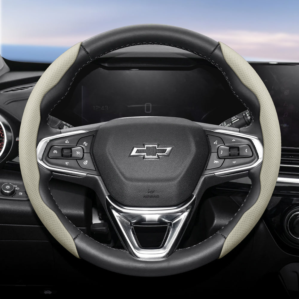 Universal Ventilated PU Leather Steering Wheel Cover, Quick-Release, Anti-Slip