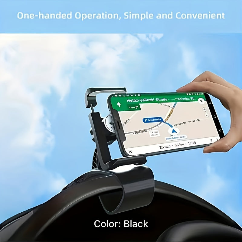 Universal Car Dashboard Phone Holder Sturdy ABS Clip-On Mount Adjustable