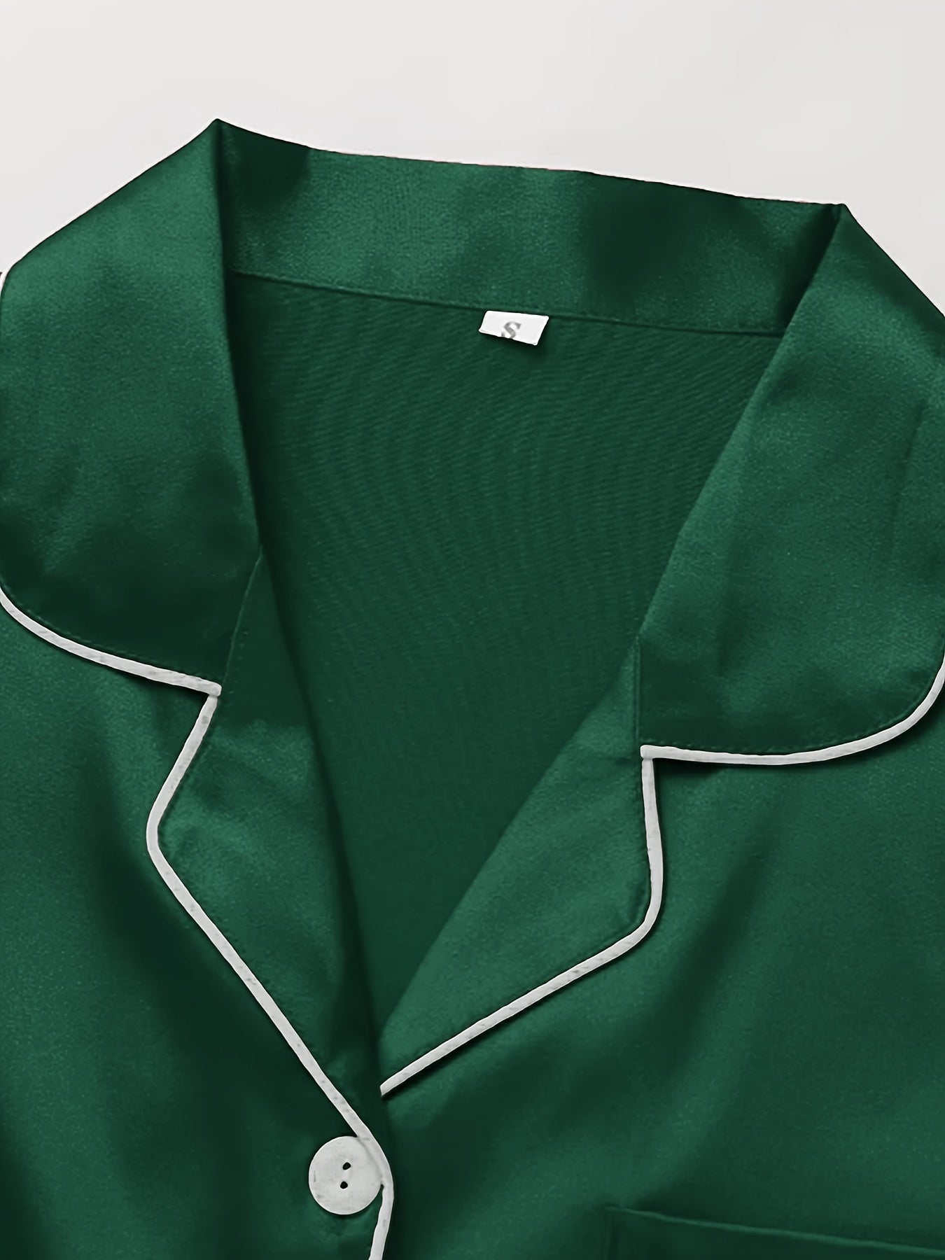 Women's Color Cardigan Pajama Set for Autumn with Long Sleeve Solid Pattern Polyester Elastane