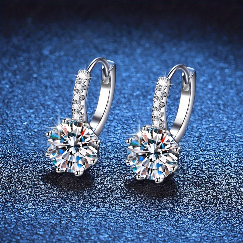 Women’s Moissanite Hoop Earrings 8mm Sterling Silver Huggie Jewelry