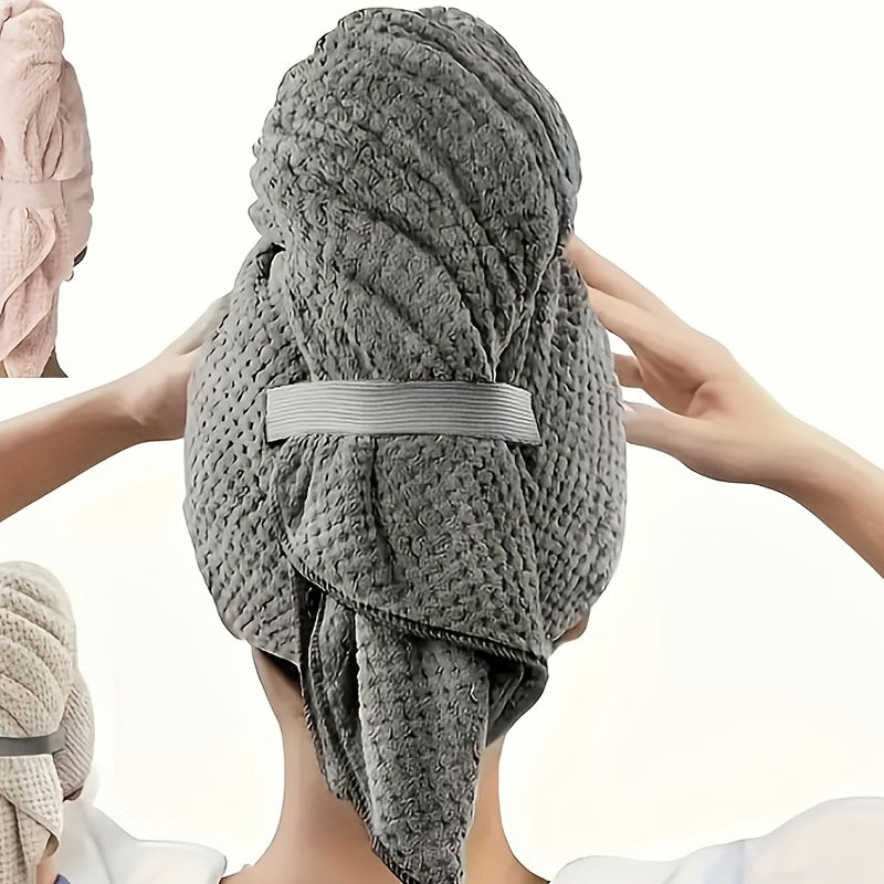 Microfiber Hair Towel Wrap for Women Elastic Band Quick Dry Curly Thick Hair