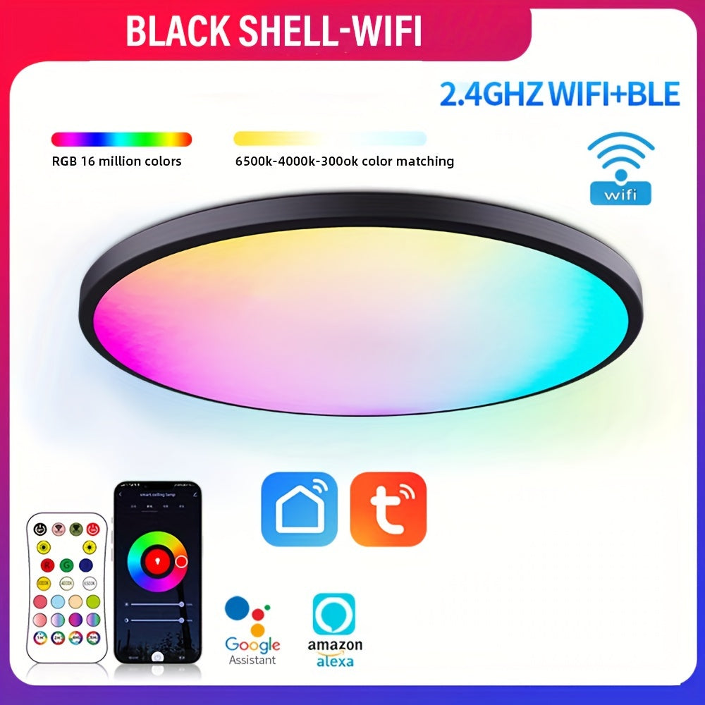 Dimmable Smart RGB LED Ceiling Light with App Remote Control Music Sync for Indoor Rooms