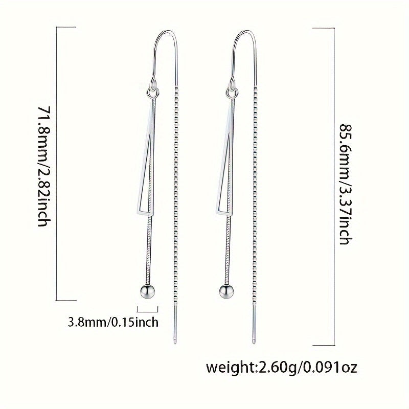 925 Sterling Silver - Gipoallergenik va Ayollarning Vintage Luks Ko'rinishi uchun Elegan Tanlov, Kundalik Kiymak va Sovg'a Berish uchun Ideal Stylish Bo'sh Uchburchak Dizayni Teshikli Sirg'alar