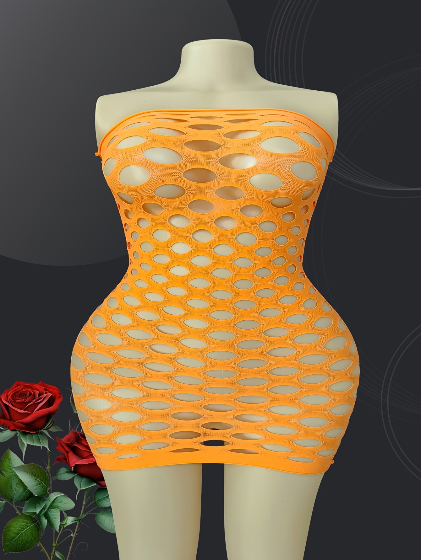 Women's Elastic Lace Mesh Dress with Large Hip Hole Tube Top Sexy Net Skirt