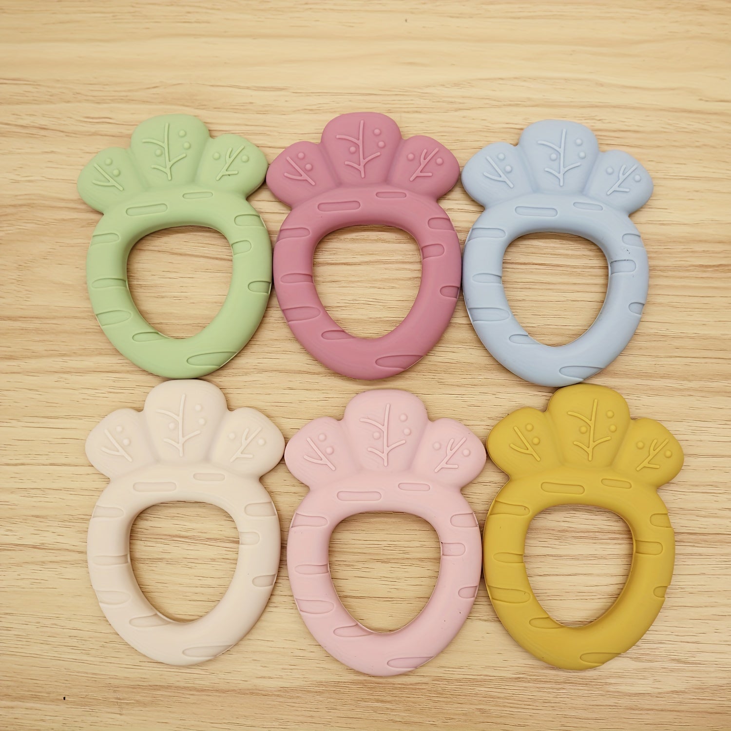 Mordedor de silicona para niños en forma de zanahoria, libre de BPA, de grado alimenticio, fácil de lavar, calmante para encías sensibles