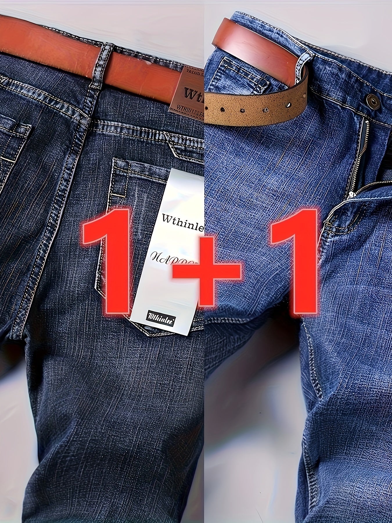 Men's Elastic Denim Jeans All-Season Business Formal Casual Regular Fit