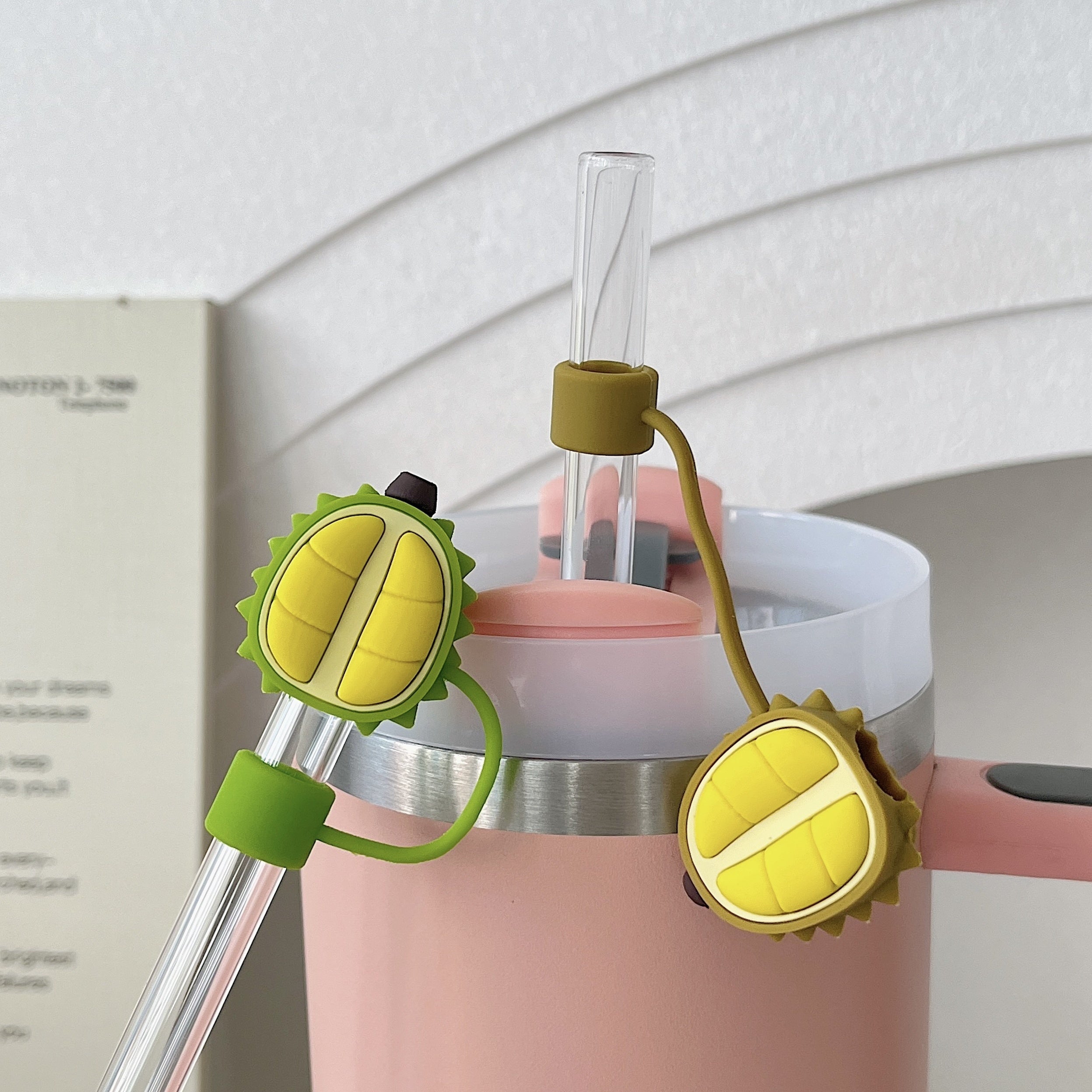 Reusable Silicone Straw Covers for Cups, Fruit and Sunflower Design, Dustproof