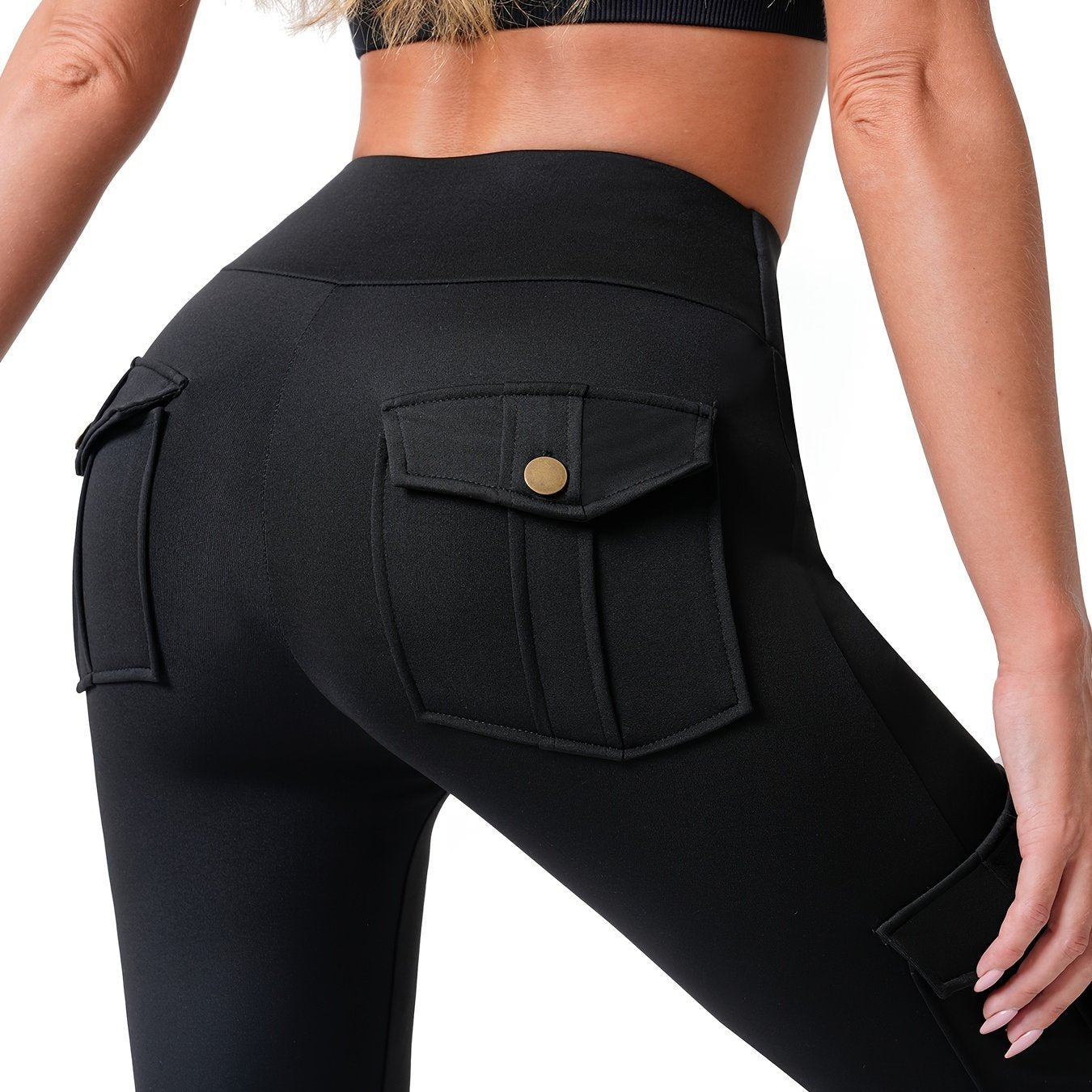 Леггинсы с высокой талией и карманами с клапанами, идеально подходящие для походов и как корректирующее белье для женщин.