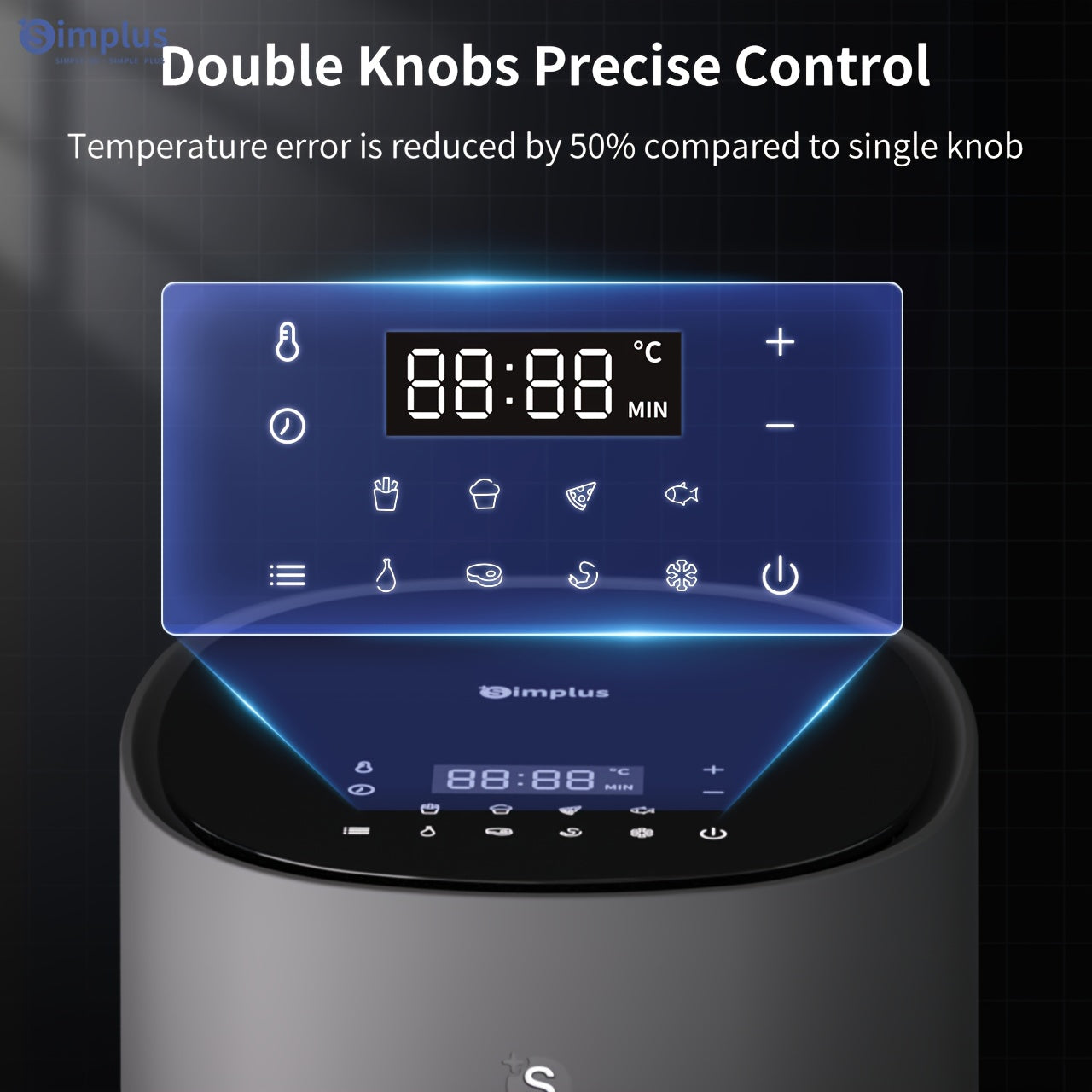 4.5L Havo Fryer LCD Touch Screen 1450W 8 tayyorlash rejimi 360° issiq havo aylanishi