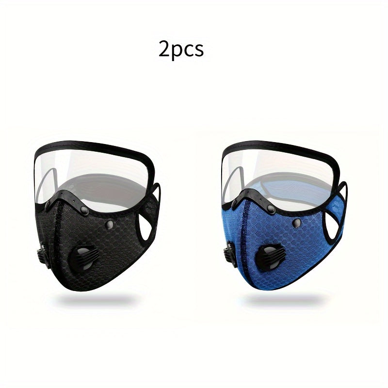1/2 Ajratiladigan yuz niqobi, nafas chiqarish klapanli, shaffof ko'z qalqoni, og'iz filtri, changdan himoyalovchi, erkaklar va ayollar uchun mos.