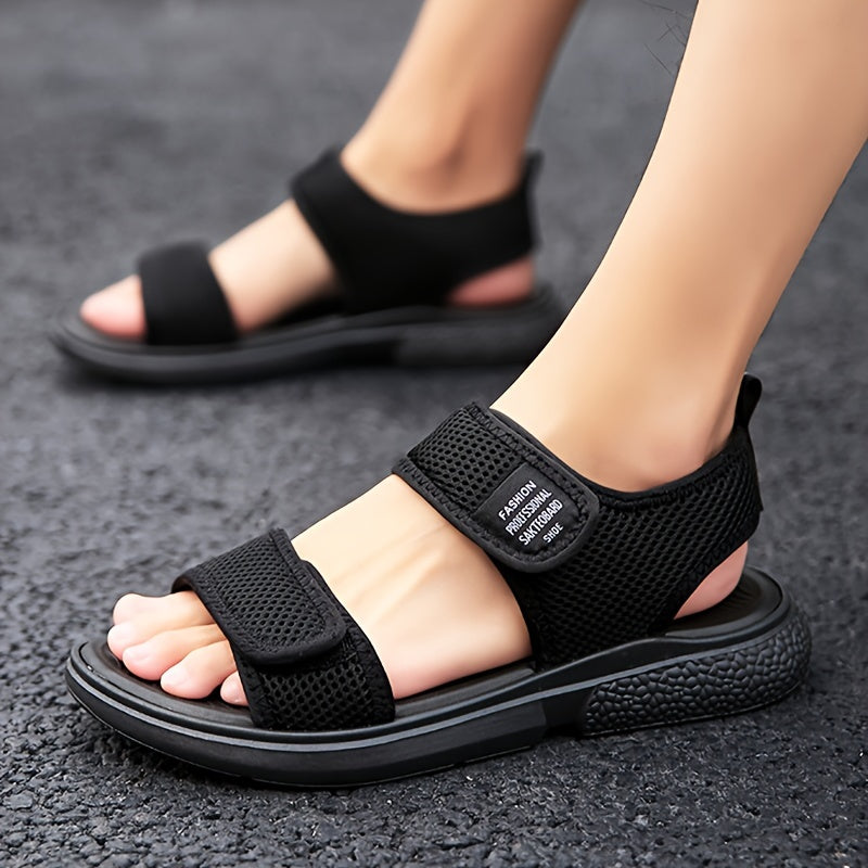 Men's Black Summer Sandals Non-slip Breathable Mesh Casual Outdoor Beach