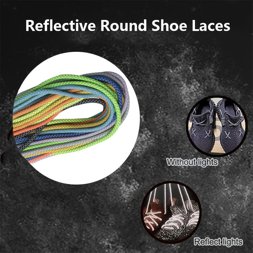 Reflective Shoe Laces for Sneakers Fluorescent High Brightness 2 Pairs