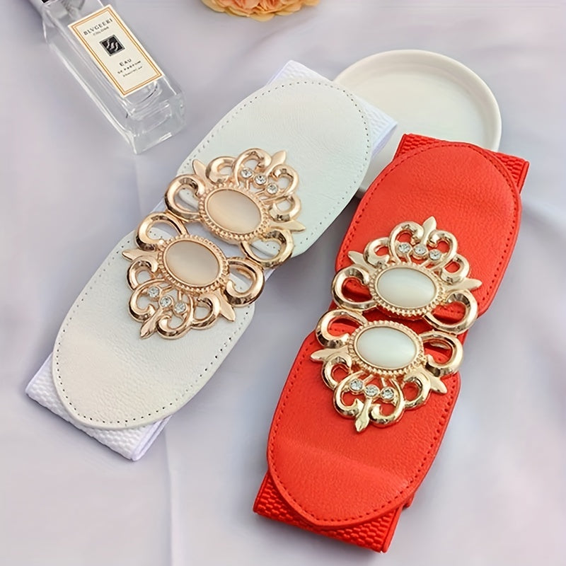 Ayollar uchun elastik keng metall tokchali waspi belbog' kiyingan kiyimlar uchun