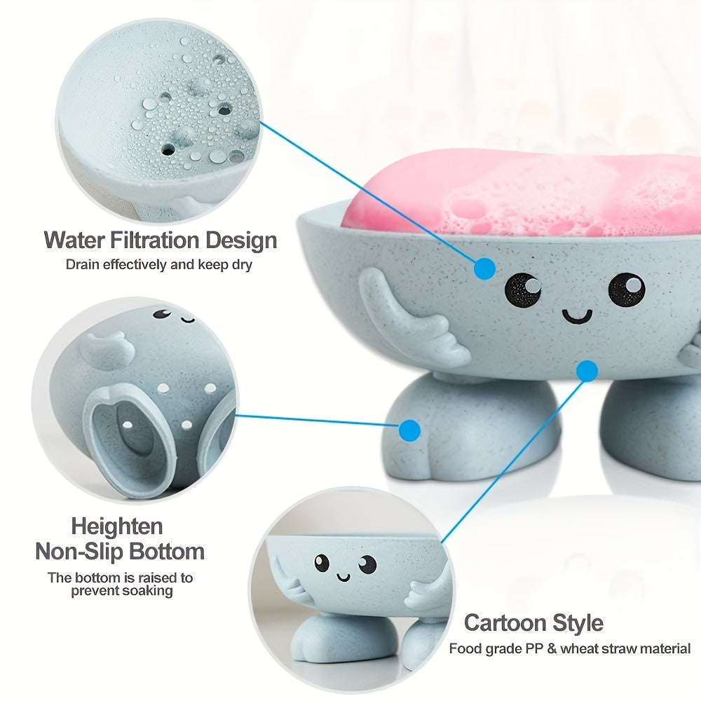 Plastic Cartoon Soap Dish with Drainage for Bathroom Multifunctional Storage