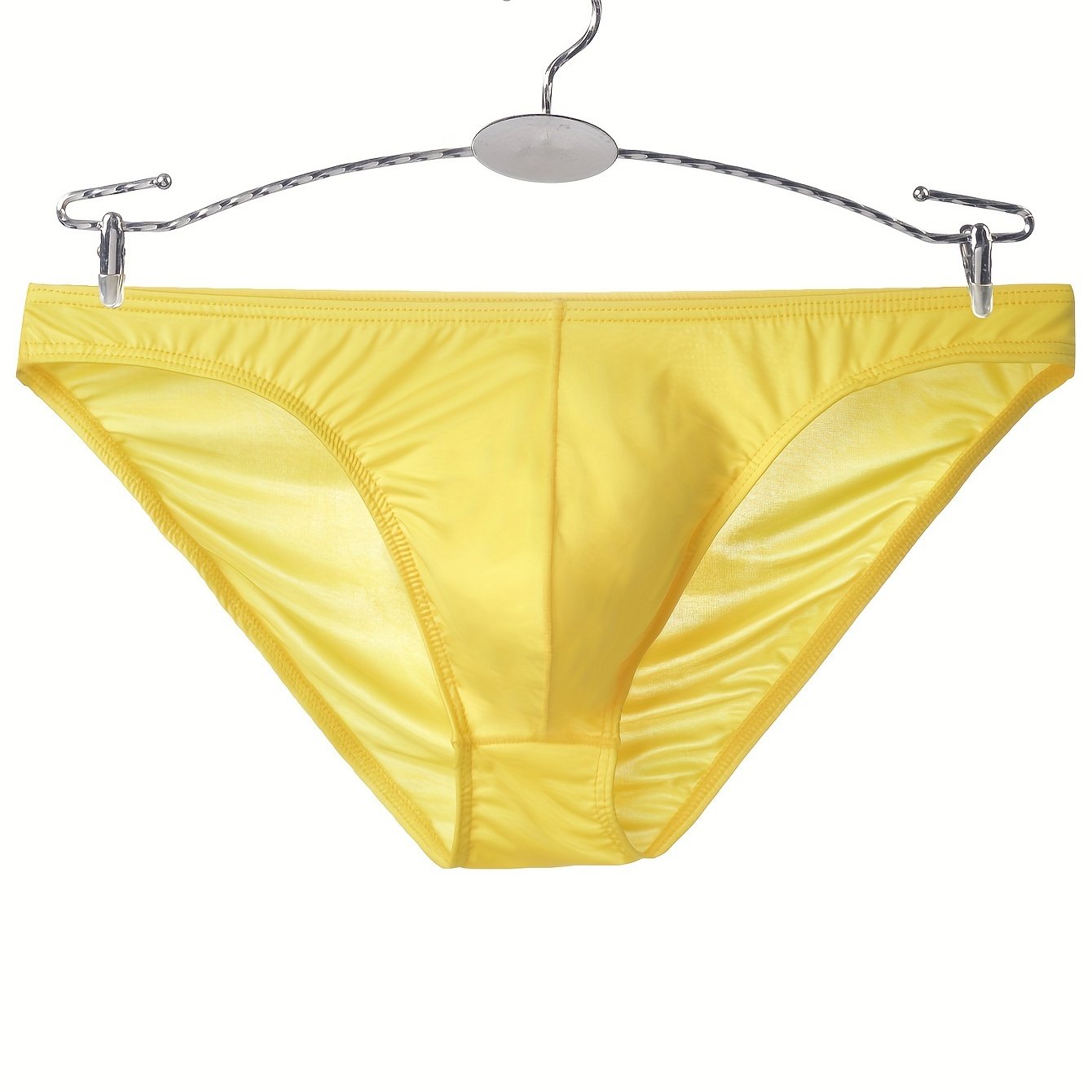 Men's Sheer Knit Low-Waist Briefs Breathable Stretchable Solid Color for Yoga 160gsm