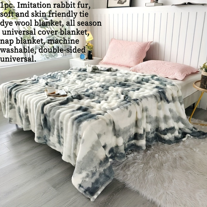 Reversible Fleece Throw Blanket Gray Red Purple Cozy Soft for Sofa Bed Lounge