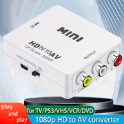 1080P RCA Adapter with USB Charging for PC Laptop HDTV DVD PAL NTSC Composite Video Audio White
