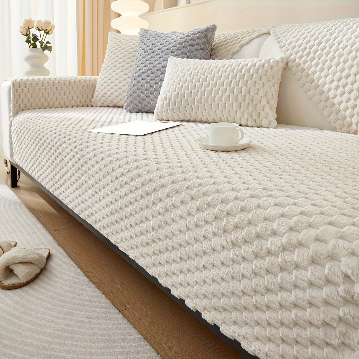 Чехол на диван из полиэстера для кресла до секционного, нескользящий, царапиноустойчивый, моющийся в машине, домашний декор