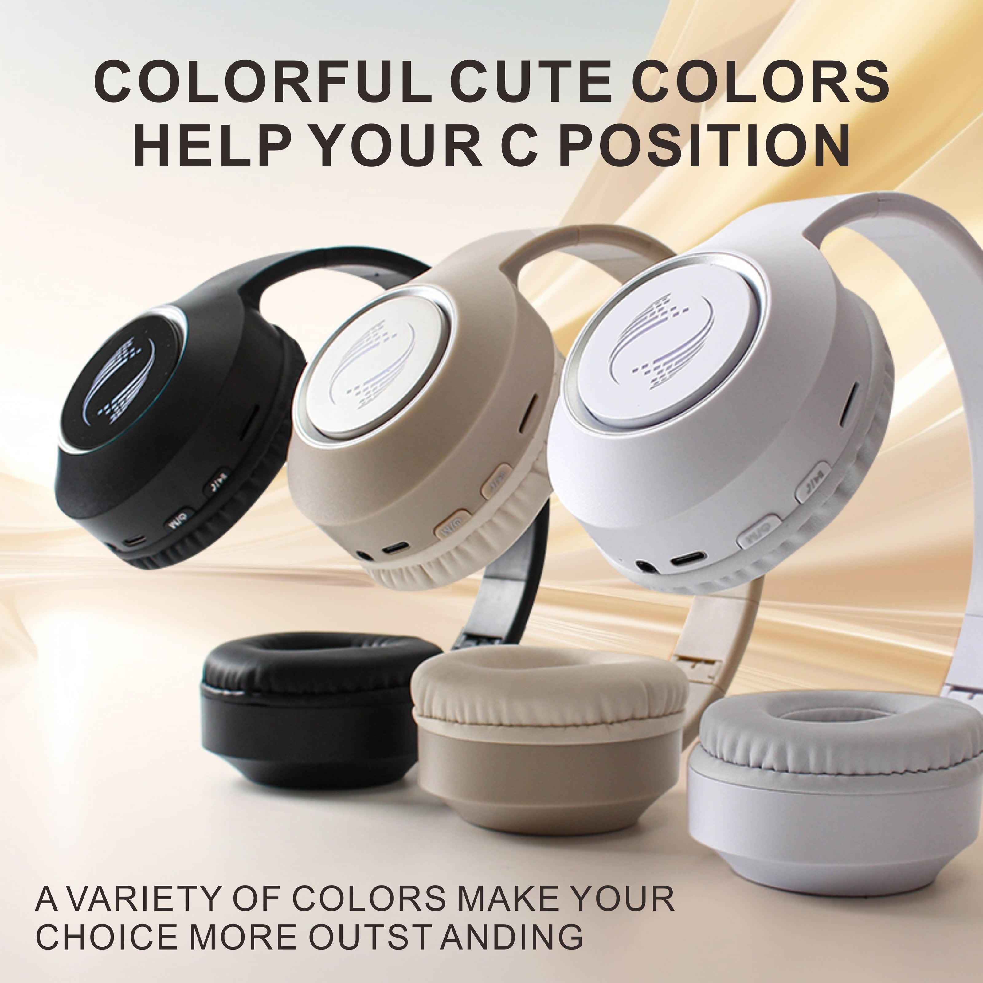 Wireless Over-Ear Headphones with LED Lights Long Battery Life High Fidelity Stereo for Gaming Running Adults