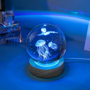 3D Jellyfish Crystal Ball Night Light LED Desk Lamp Creative Gift for Girlfriend Wife Classmate