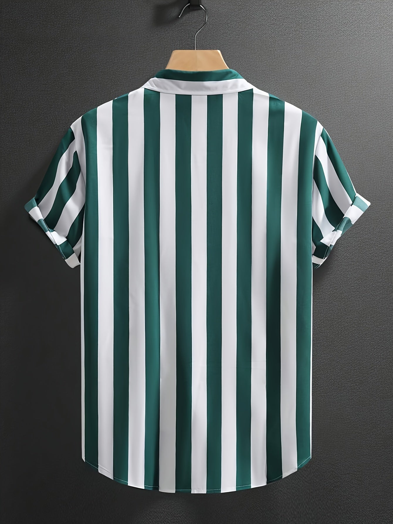 Men's Short Sleeve Striped Lapel Shirt for Summer Vacation Resorts