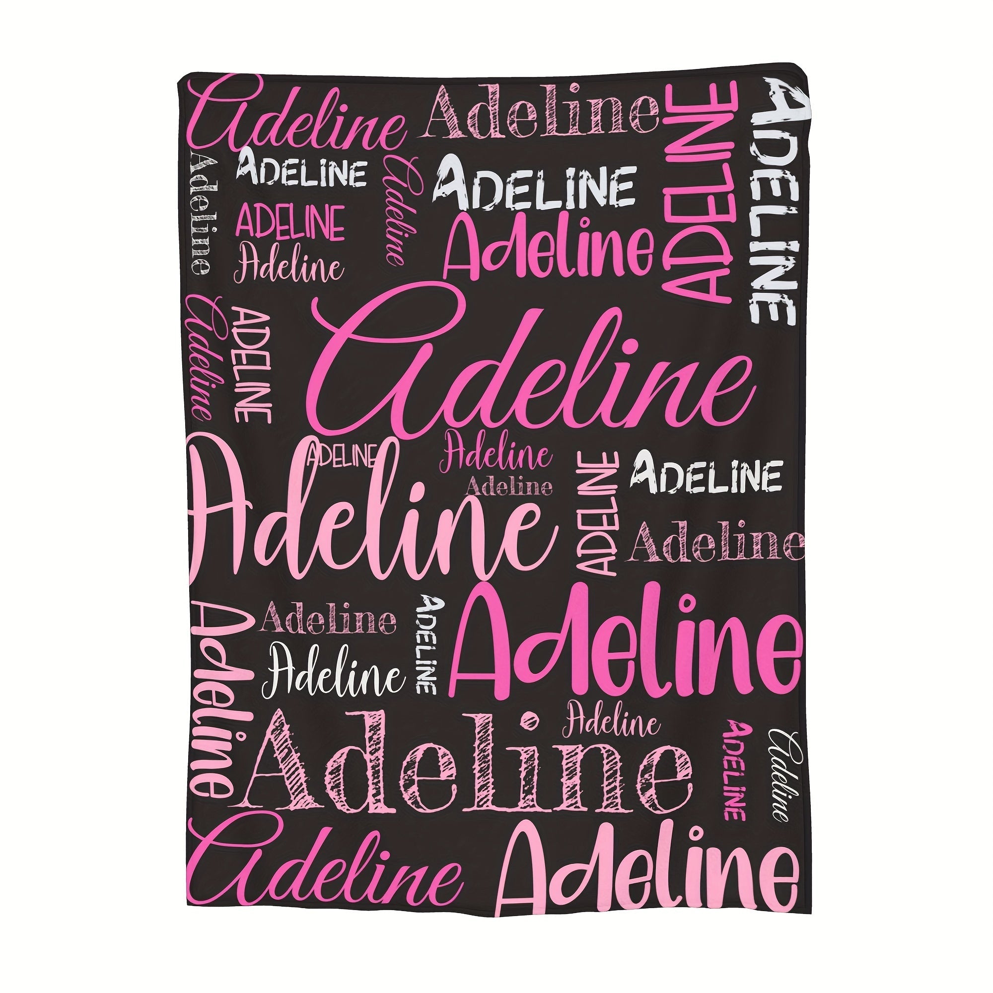 Personalized Soft Polyester Throw Blanket with Custom Name for Couch Bed Travel