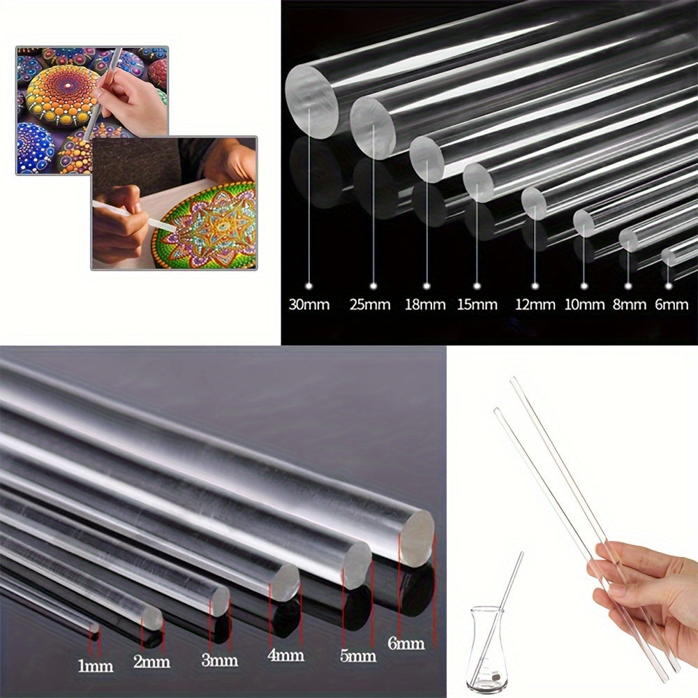 Clear Acrylic Rods 1-14mm Diameter 100/250mm Length Pack of 5 or 10