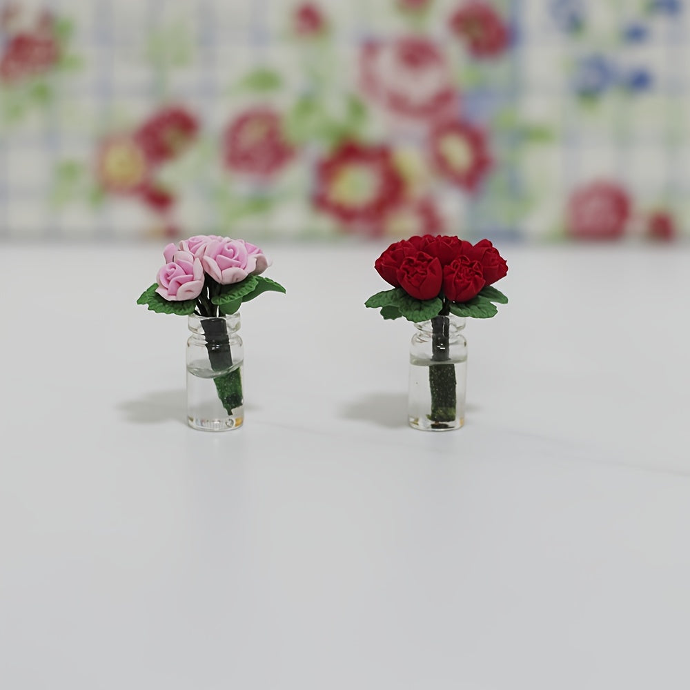 Mini Qizil Gul Avtomobil Paneli Dekoratsiyasi Yaratıcı Plastik Markaziy Konsol Dekori