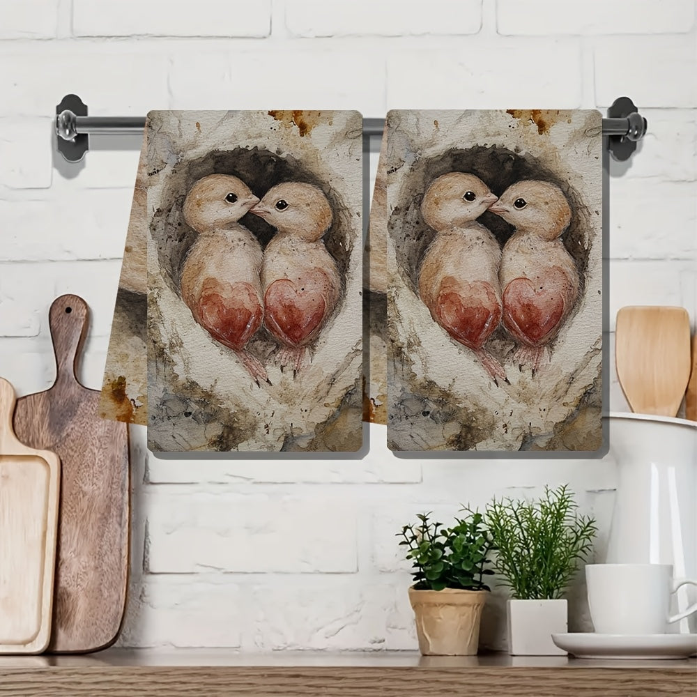 2 ta Valentin tuxumlari oshxona sochiqlari to'plami - Bayram bezaklari uchun ultra yumshoq va yuqori so'riladigan idish qo'l sochiqlari, mashinada yuvish mumkin - 16x24 dyuym