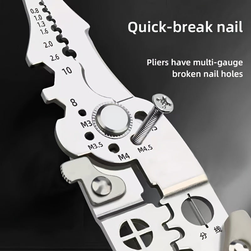 8-in-1 Metal Wire Stripper Pliers with Cable Cutter Crimper Nail Extractor