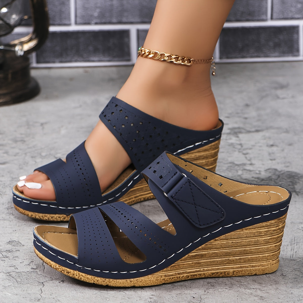 Women's Summer Wedge Sandals Platform Open Toe Ankle Strap Casual