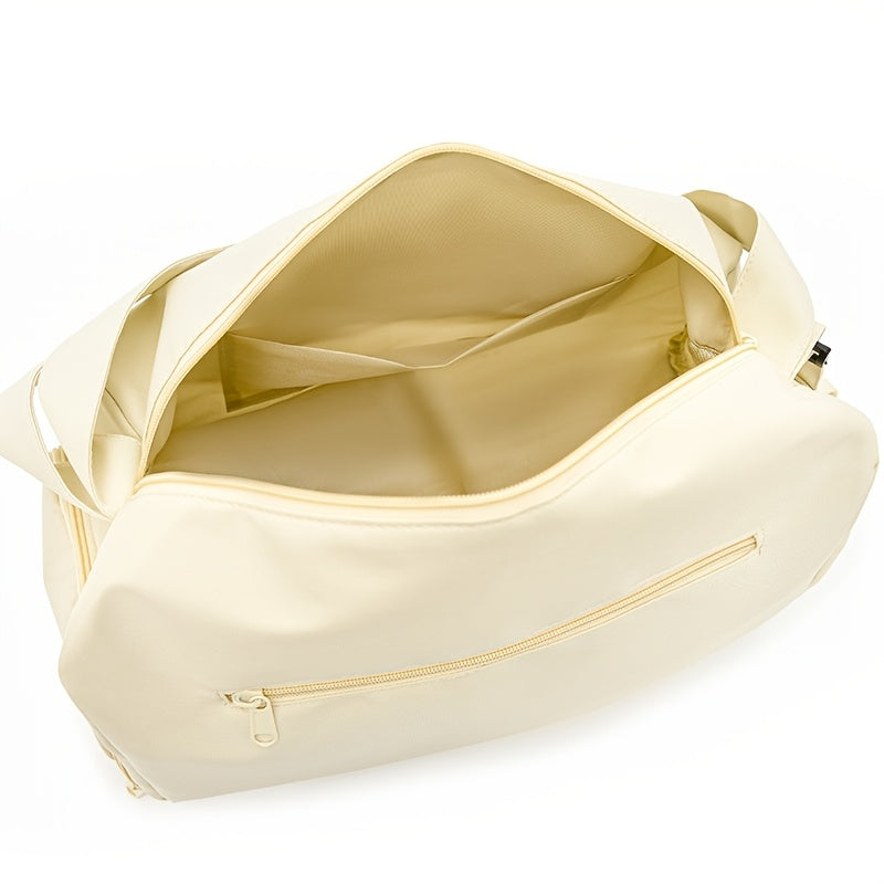 Unisex Nylon Gym Bag with Wet Dry Separation Trolley Sleeve Hand Washable Red Black Beige Green Purple