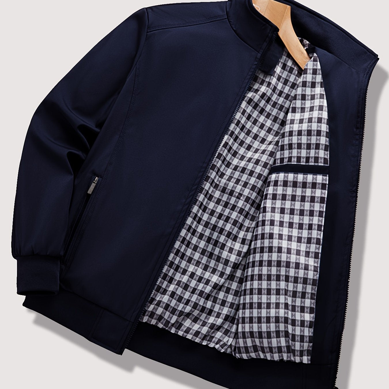 Men's Softshell Jacket with Pockets Zipper Stand Collar for Spring Autumn Outdoor