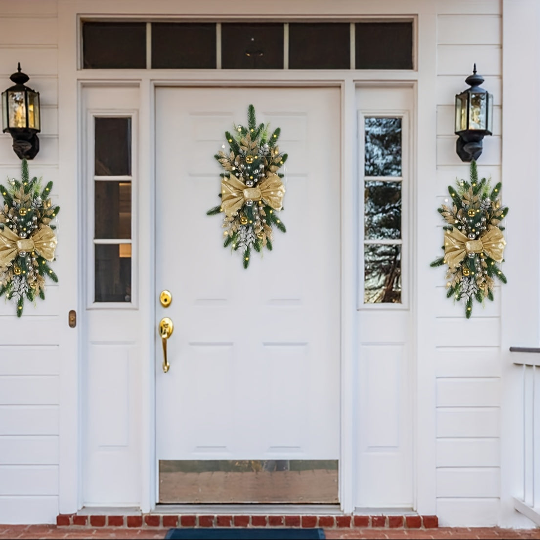 Yorqin Rojdestvo Swags - Parda, Devor va Deraza Dekor uchun Tomchi Guldastalar | Batareya bilan ishlaydigan, Tashqi bezaklar, Rojdestvo uchun eng yaxshisi