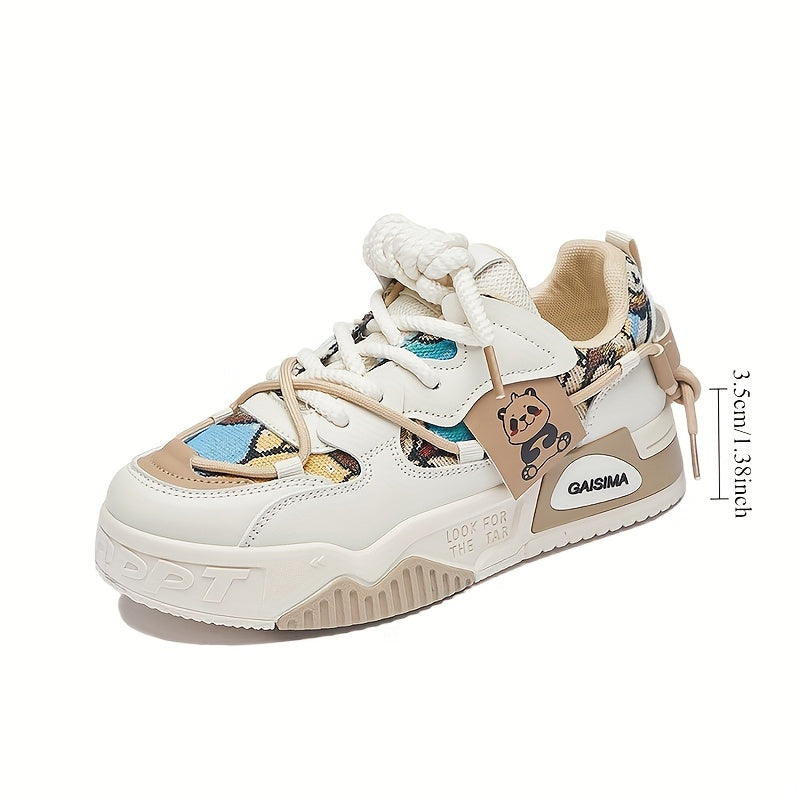 Women's Casual Low-Top Sneakers Spring 2025 Thick Sole Lightweight Lace-Up