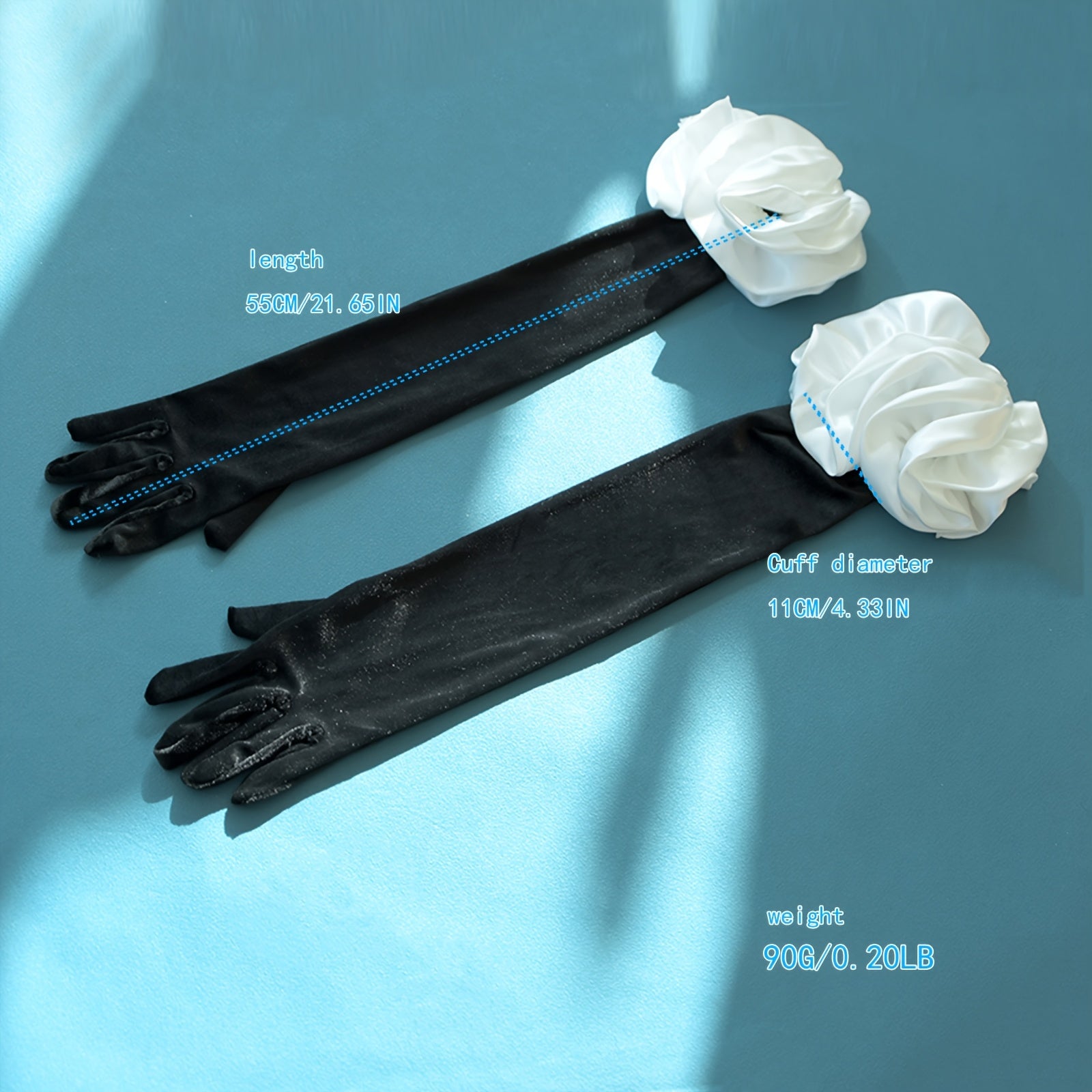Black Long Fingerless Bridal Gloves with Pearl and Floral Embellishments for Weddings