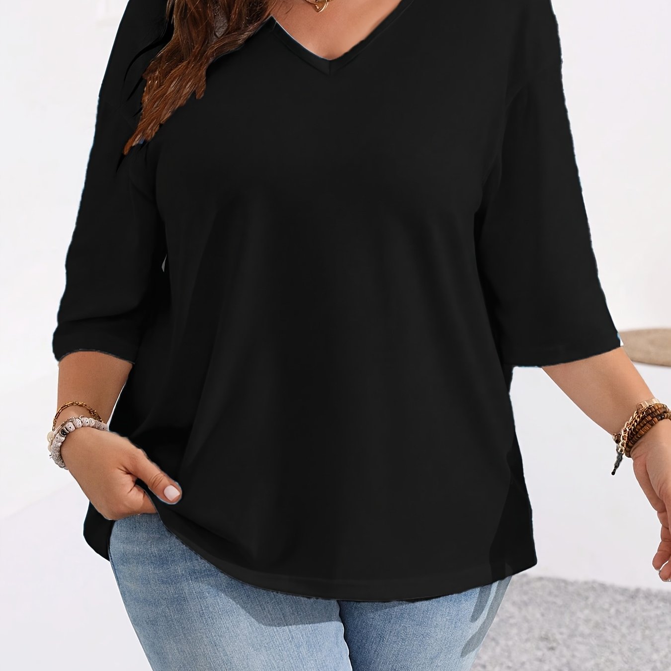 Plus Size Women's Spring Autumn Casual Solid Color Clothing