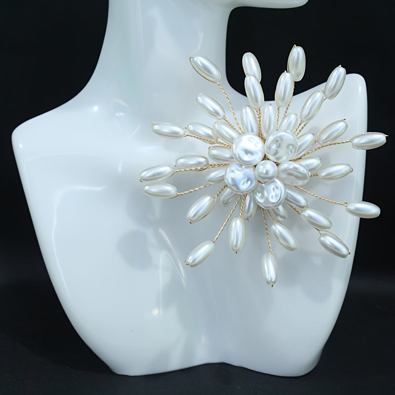 Шикальная ручная брошь - отличительная круглая форма с имитацией жемчуга, идеально подходит для украшения платьев и свитеров