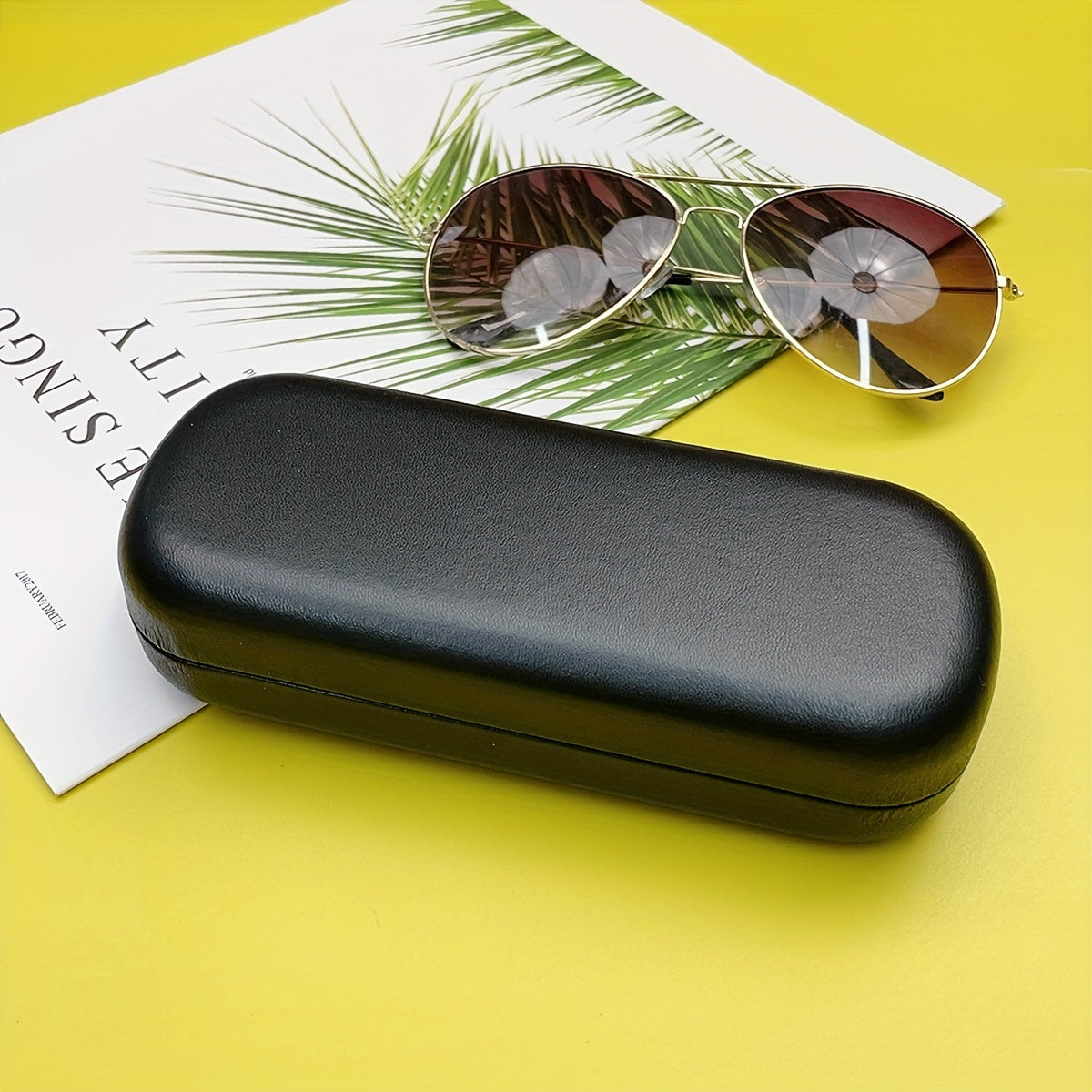 Sturdy Leather Eyeglass Case with Snap Closure and Soft Lining for Travel