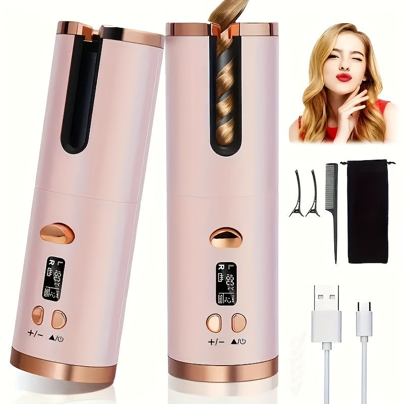 Unisex Cordless Hair Curler 28mm Rechargeable Lithium Battery USB Powered