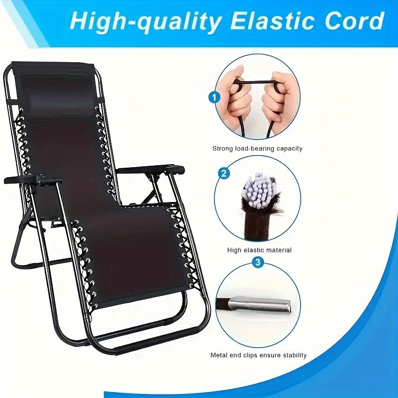 Elastic Repair Rope Kit for Bungee Beach Chairs Loungers 4 Replacement Straps Gray