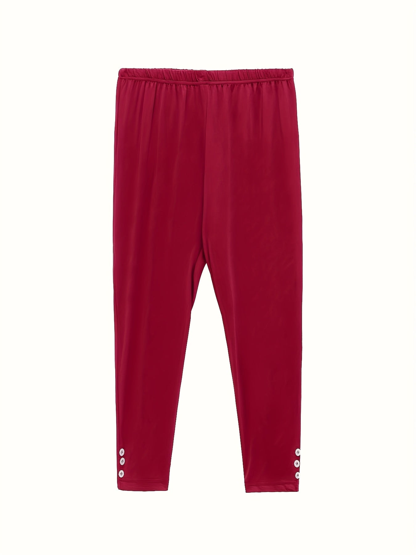 Women's High-Waisted Capris with Faux Buttons, High-Stretch Yoga Leggings, Solid Color, Workout and Casual Wear