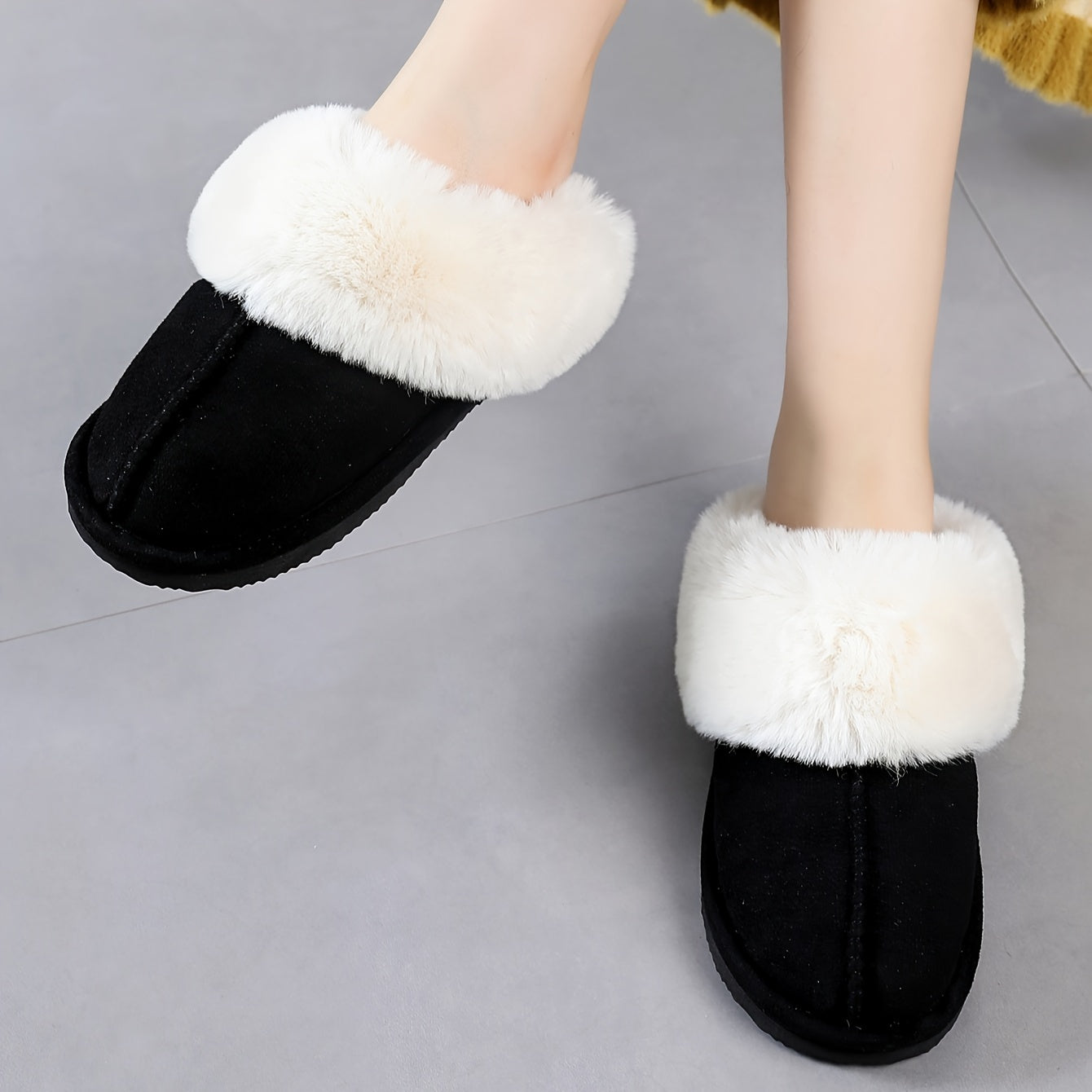 Ayollar uchun issiq plush shlyapka bilan yumshoq tagli ichki mo'ynali poyabzal