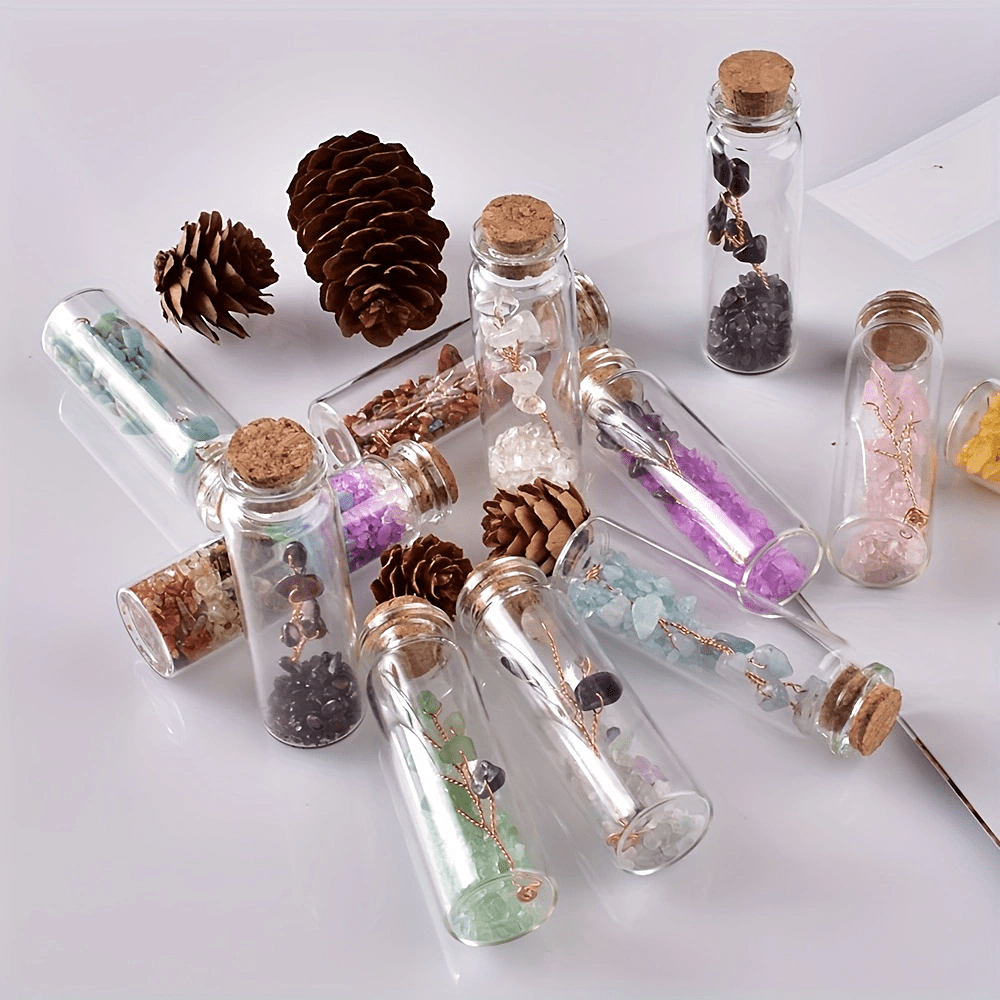 Кристальная бутылка для желаний с натуральными кристаллами и деревом удачи для медитации и декора