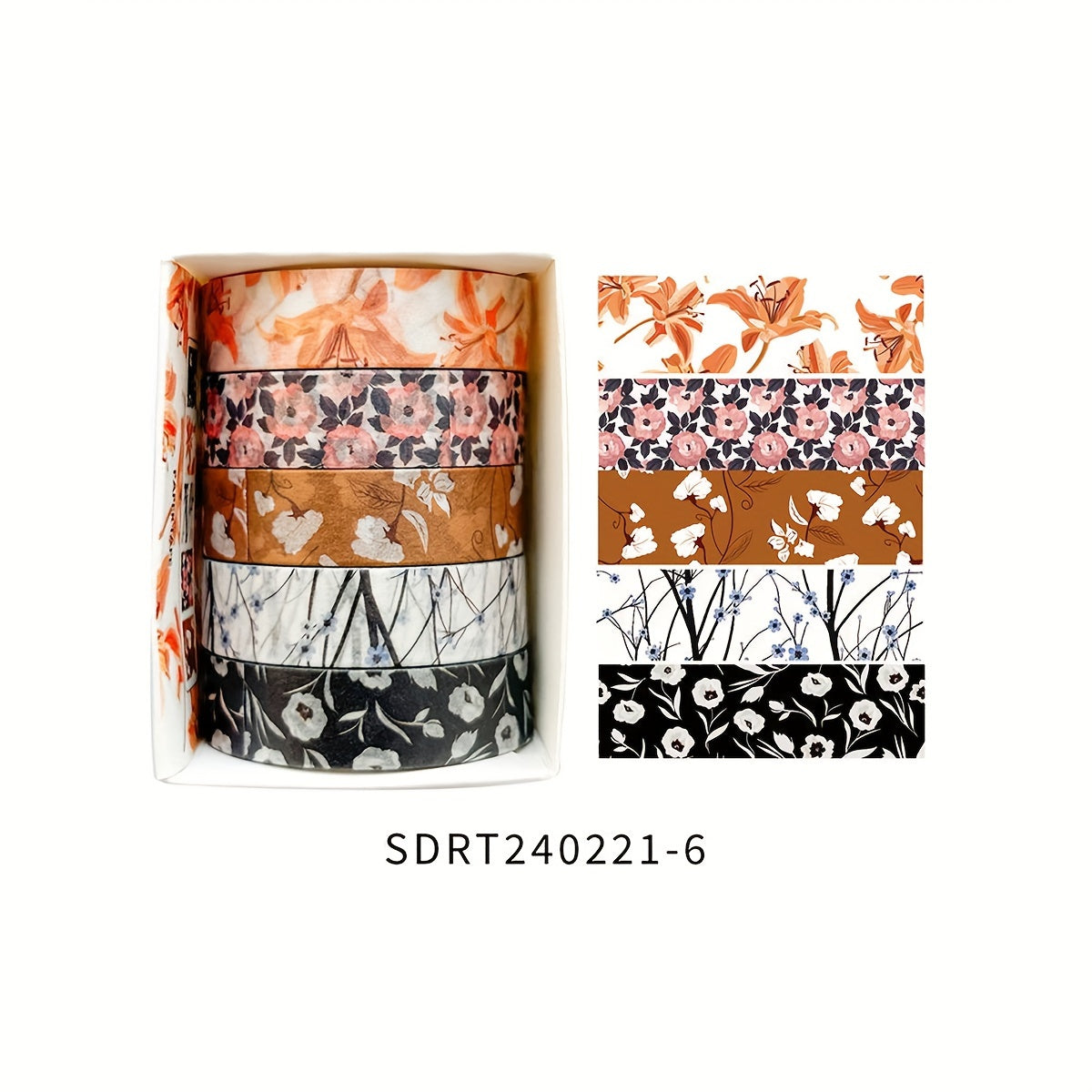 Juego de 5 rollos de cinta washi de la serie de plantas para diarios, manualidades y decoraciones