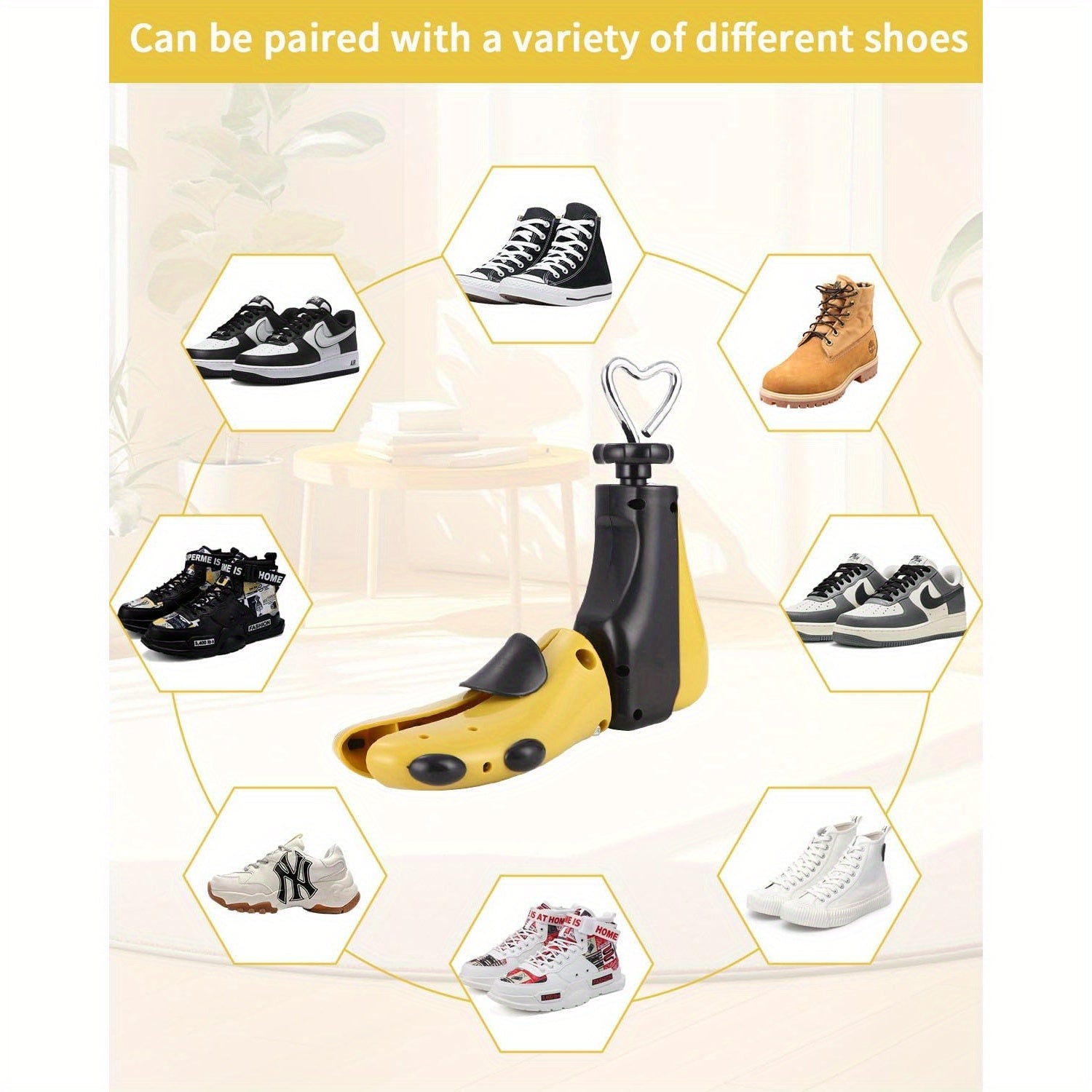 Unisex Plastic and Metal Adjustable Shoe Tree with Shoehorn for Boots