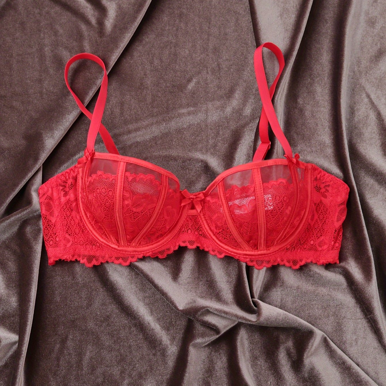 Sujetador floral sin forro con encaje para mujer con ropa interior de malla transpirable para comodidad