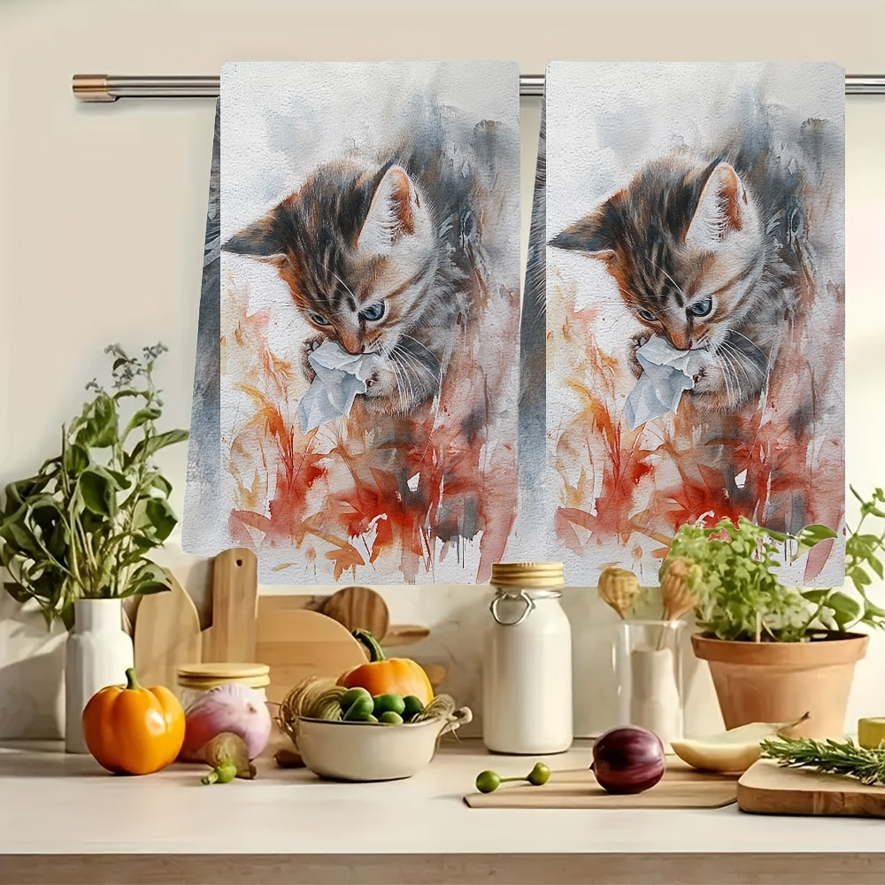Ultra Soft Kitchen Towels Kitten Tissue Design 40x60cm Absorbent Machine Washable